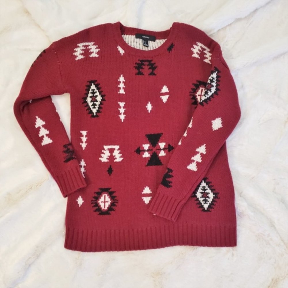 Yellowstone Soft Thick Sweater western Burgundy